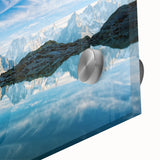 Mid-century modernist style large art print of the French Alps in muted earth tones on acrylic glass.