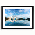 Extra large, textured abstract art print of the French Alps in vibrant colors on a framed black mat.