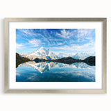 Textured art of the French Alps in abstract style, featuring muted earth tones on a framed silver mat, ideal for bedroom art.