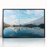 Large abstract wall art of the French Alps in muted gray tones on a framed acrylic, ideal for modern living room decor.