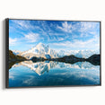 Black and white wall art of the French Alps on framed canvas, ideal for bedroom decor, featuring a vintage poster art style.