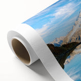 Art deco poster of the French Alps in soothing pastel colors on rolled canvas, ideal for nursery wall art.