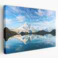 Large canvas print of the French Alps in muted earth tones, suitable for kitchen wall art.