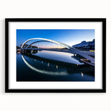 Abstract art print of Lyon scenery in vibrant colors on a large framed canvas, ideal for living room decor.