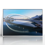 Mid-century modernist art of Lyon, France, depicted in muted colors on a framed acrylic, suitable for nursery wall decor.