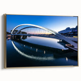 Framed canvas of a vintage Lyon landscape in black and gold tones, ideal for bedroom wall art.