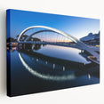 Side view of a stretched canvas depicting a scenic Lyon cityscape in subdued colors, suitable for kitchen wall art.