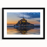 Extra large abstract art print of vibrant, colorful scenery in France on a textured canvas, framed in black.