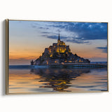 Framed canvas of a vintage-style landscape painting depicting a serene French scenery, ideal for bedroom wall art.