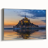 Framed canvas of a vintage-style landscape painting depicting a scenic view in France.