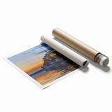 Extra large rolled print of a serene French landscape with soft pastel colors, ideal for classy bathroom wall art.