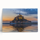 Black and white photograph of a scenic European village on large stretched canvas, ideal for kitchen wall art.