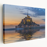 Large canvas print of a scenic French village in muted earth tones, ideal for kitchen wall art.