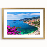 Abstract art print of a European landscape in muted earth tones, framed in gold, ideal for dining room decor.