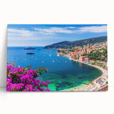 Large black and white stretched canvas of a Nice, France street scene, ideal for kitchen wall art.