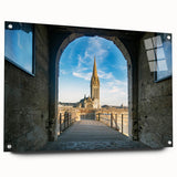 Acrylic print of Normandy, France scenery in muted earth tones, suitable for bedroom or dining room decor.