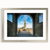 Extra large abstract art print depicting a textured Normandy scenery in muted earth tones on a framed canvas.