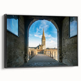 Black and white landscape art painting of Normandy, France on framed canvas, ideal for bedroom wall decor.