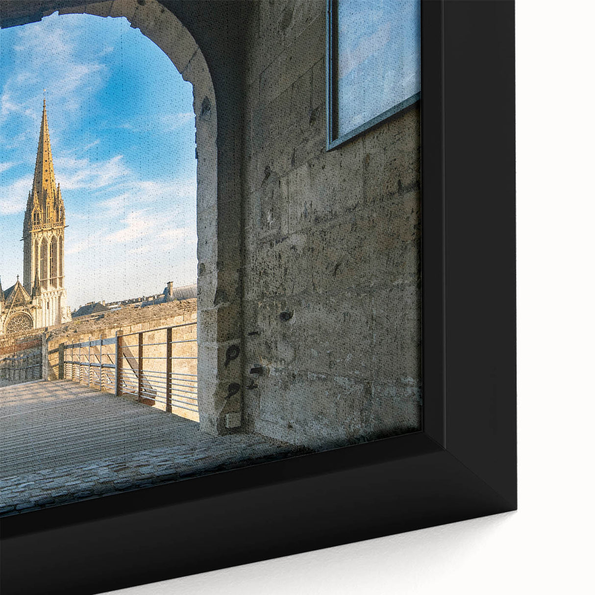 Textured black wall art depicting a vibrant, colorful Normandy landscape on extra large framed canvas.