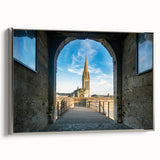 Landscape art painting of Normandy, France on framed canvas, featuring colorful fields under a black sky.