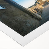 Art deco poster of Normandy scenery on rolled canvas, featuring muted earth tones, ideal for dining room wall art.