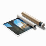 Rolled print of a serene Normandy landscape with lush greenery and subtle floral elements.