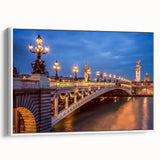 Vintage poster art of Paris featuring colorful, detailed illustrations on a large framed canvas, ideal for living room decor.