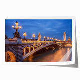 Parisian street scene in muted gray and pastel tones on rolled canvas, ideal for dining room wall art.