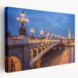 Large wall art of Paris scenery in muted earth tones on stretched canvas, ideal for kitchen wall decor.
