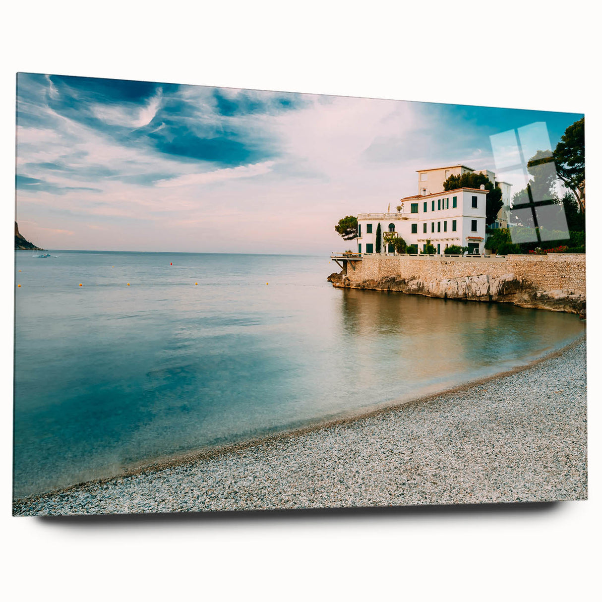 Large abstract wall art of Provence, France scenery on acrylic glass, featuring muted earth tones.
