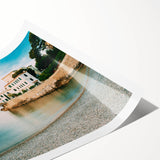 Extra large wall art featuring line art flowers in muted pastel shades on rolled print, suitable for large living room decor.