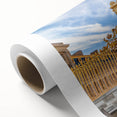 Art deco poster of Versailles scenery on rolled canvas, in pastel shades, ideal for nursery wall art.