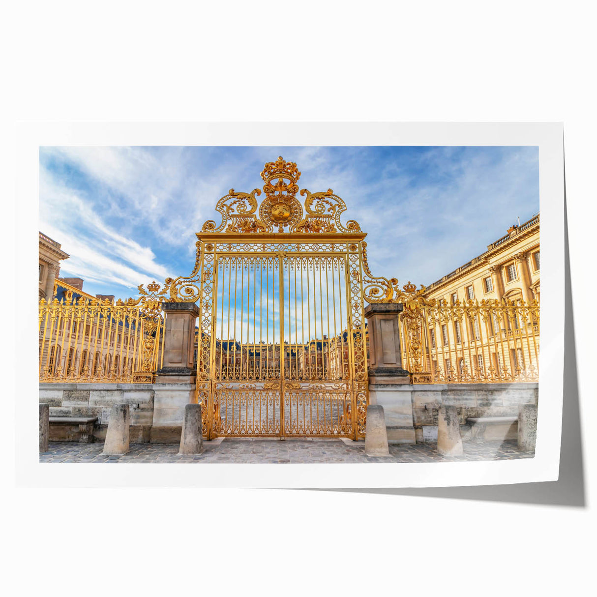 Extra large rolled print of Versailles gardens in pastel shades, ideal for art wall dining room.