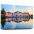 Acrylic print of a Bavarian landscape in muted greens and blues, ideal for dining room decor.