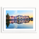 Textured art depicting an abstract Bavarian landscape in muted earth tones, framed with a white mat, ideal for bedroom decor.