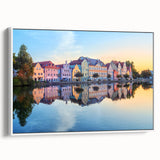 Vintage poster art of Bavaria with colorful landscape on extra large framed canvas, ideal for living room decor.