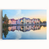 Black and white photo of Bavarian landscape on stretched canvas, ideal for kitchen wall art.