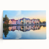 Black and white photograph of Bavarian landscape on stretched canvas, ideal for kitchen wall art.