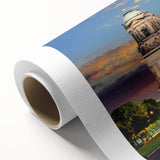 Art Deco poster of Berlin skyline in pastel shades on rolled canvas, ideal for nursery wall art.