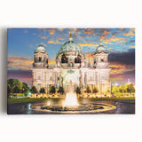 Black and white large art print of Berlin skyline on stretched canvas, suitable for kitchen or bedroom decor.