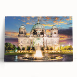 Large black and white canvas print of Berlin cityscape, ideal for kitchen wall art.