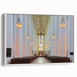 Vintage poster art of Munich skyline in vibrant colors on a large framed canvas, ideal for living room decor.