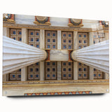 Acrylic print of Athens skyline in muted earth tones, ideal for dining room decor.