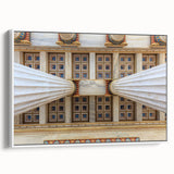 Vintage poster art of Athens, Greece on extra large framed canvas, featuring colorful artwork against a black background.