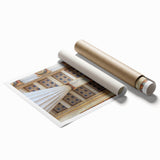 Extra large rolled print depicting a serene Athens landscape in soft pastel shades, ideal for classy bathroom wall art.