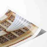 Extra large wall art featuring line art flowers over a scene of Athens, Greece, in muted earth tones on rolled print canvas.