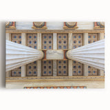 Black and white stretched canvas of Athens scenery, ideal for kitchen wall art or bedroom.