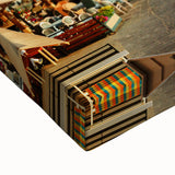 Black and white landscape art painting of Crete, Greece on stretched canvas, ideal for bedroom wall art.