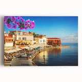 Black and white photo of Crete, Greece on stretched canvas, ideal for kitchen wall art or bedroom ambiance.