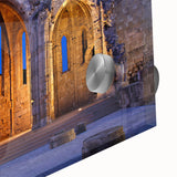 Mid-century modernist large abstract art print of Rhodes, Greece in muted earth tones on acrylic glass.